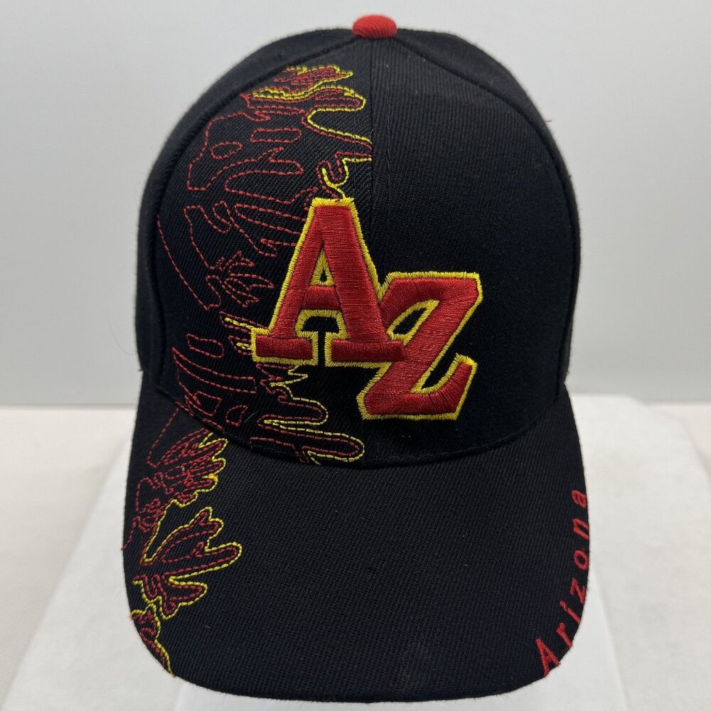 Arizona Themed Black Hat Red Embroidered Adjustable Strap Baseball Cap NEW